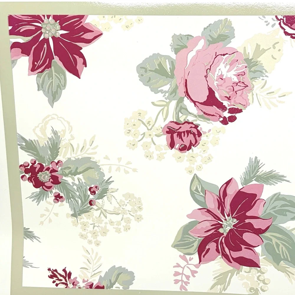 Vintage 4 Christmas Placemats Holiday Time Vinyl Foam Floral Poinsettia Cottage
